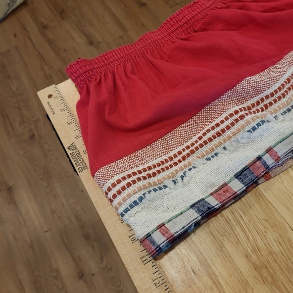 #upcycled vintage Red Elastic waist Mini Skirt Bohemian Hand Made - Picture 7 of 11